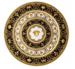 Rosenthal Versace I love Baroque Platzteller 33 cm, Розенталь Версачи Фарфоровое блюдо серии "Я люблю барокко" в черном 33 см, 1шт