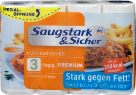 Saugstark&Sicher Кухонное полотенцае Premium 3-lagig, 4x45 Blatt, 180 листов