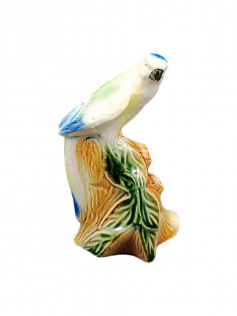 Статуэтка винтажная "Бело-голубой попугай на дереве", фарфор, 17 х 11 см, Испания, 1970-80гг.