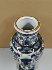 Ваза винтажная большая в итальянском стиле Im Stil AK Kaiser, в сине-золотых тонах, 36.5 х 22 см, Германия, 1950-80гг.