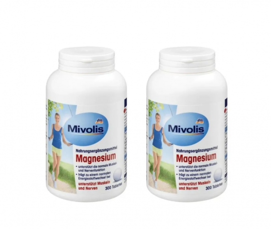 Mivolis Magnesium Tabletten 2stk Магний для поддержки мышц и нервов, Таблетки, 300 шт. x 2 упаковки