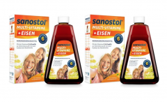 Sanostol Plus Eisen Saft age 6+, 460 ml х 2stk, Саностол Мультивитаминный сироп с витаминами А, В6, С, D и железом для детей от 6ти лет, апельсиновый вкус, 460 мл x 2шт
