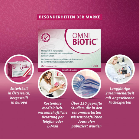 OMNI-BIOTIC 10, 30x5g, 2st, Комплекс бактерий Омни Биотик 10 штаммов бактерий для микрофлоры кишечника, Германия, 30 саше х 5 грамм x 2 упаковки (60 саше)