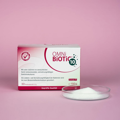 OMNI-BIOTIC 10, 30x5g, 2st, Комплекс бактерий Омни Биотик 10 штаммов бактерий для микрофлоры кишечника, Германия, 30 саше х 5 грамм x 2 упаковки (60 саше)
