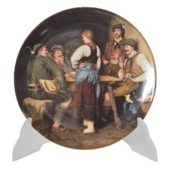 LILIEN PORZELLAN Номерная декоративная тарелка &quot;Браконьеры&quot; Франц фон Дефреггер, 5039C, 20см, Германия, 1988г.