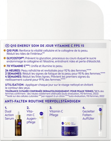 NIVEA Q10 Anti-Falten Energy Vitamin C Tagespflege LSF 15, 50 ml, Нивеа Дневной крем для лица Q10 и витамин C, SPF 15, энергия и сияние, против морщин, 50 мл