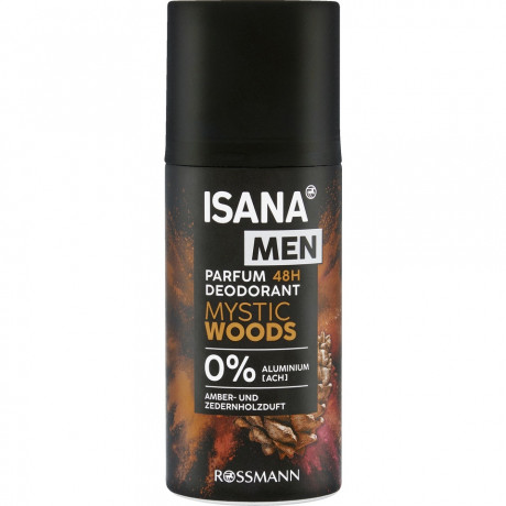 ISANA MEN Parfum Deodorant Mystic Woods 150ml, Изана Мужской парфюмированный дезодорант-спрей, амбра и кедр, 48ч защита, 150 мл