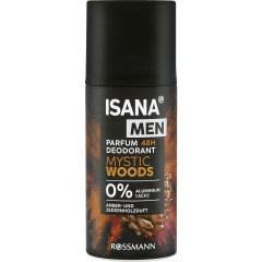 ISANA MEN Parfum Deodorant Mystic Woods 150ml, Изана Мужской парфюмированный дезодорант-спрей, амбра и кедр, 48ч защита, 150 мл