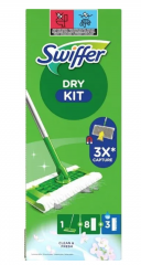 Swiffer wet+dry SET Clean and Fresh 2stk, НАБОР для уборки полов Швабра + cалфетки для швабры сухие 8 шт и влажные 3 шт, с ароматом чистоты и свежести, 2 набора