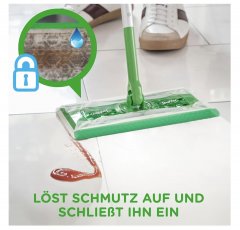 Swiffer wet+dry SET Clean and Fresh 2stk, НАБОР для уборки полов Швабра + cалфетки для швабры сухие 8 шт и влажные 3 шт, с ароматом чистоты и свежести, 2 набора