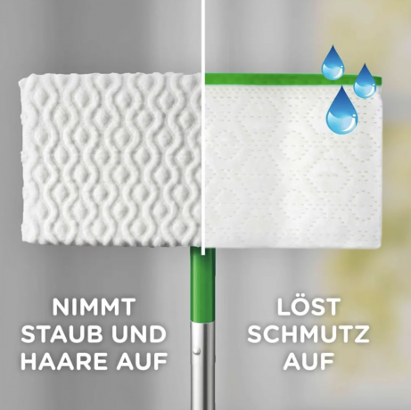 Swiffer wet+dry SET Clean and Fresh 2stk, НАБОР для уборки полов Швабра + cалфетки для швабры сухие 8 шт и влажные 3 шт, с ароматом чистоты и свежести, 2 набора 