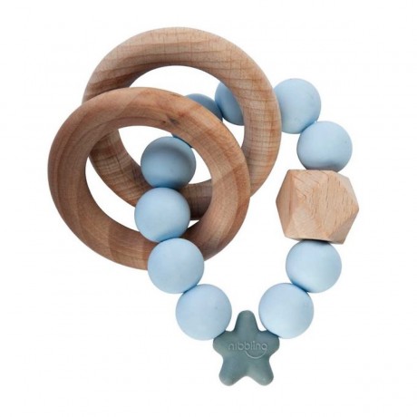 nibbling Beiss- und Rasselringe  Stellar Soft Blue Кольца для прорезывания зубов и погремушки Stellar Soft Blue