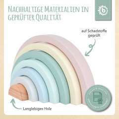 bieco Baby Motorikspielzeug Holz Stapelspiele Regenbogen Baustein Pastell Steckspiel Stapelspielzeug Детская моторика