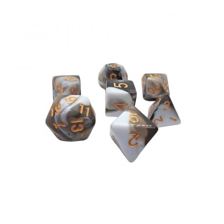 dice4friends 7-tlg. RPG Wurfelset: Racing Black\/White 7 шт. Набор игральных костей RPG: Racing Black/White