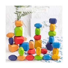 TOPMELON Blocke 30 bunte Regenbogen-Stapelblocke aus Holz Соберите 30 разноцветных деревянных радужных кубиков.