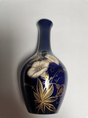 Wallendorf Echt Kobalt, Винтажная Ваза кобальтовая с позолотой 16см х 7см, Германия