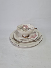 Чайное трио винтажное Rheinpfalz Hartporzellan с растительным декором, фарфор, Германия, 1970-80гг.