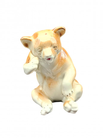 Статуэтка винтажная "Сидящий медведь", фарфор, 12 х 8 см, Румыния, 1970-80гг.