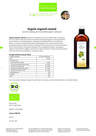 Krauterhaus Sanct Bernhardt Organic Arganoil, 250ml бутылка