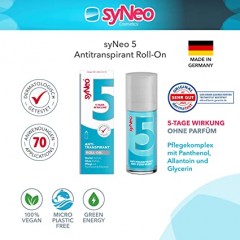 syNeo Deo Roll-On Antitranspirant ohne Parfum, Шариковый Дезодорант антиперспирант с защитой от пота до 5 дней, 5 штук х 50 мл