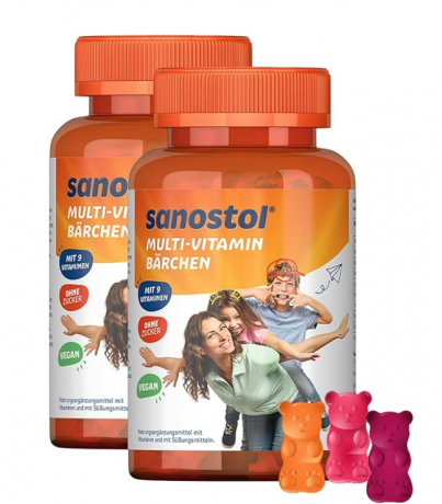 Sanostol Multi-Vitamin Barchen, 60stk х 2st, Саностол Жевательные витамины-мармеладки для детей, с комплексом витаминов, без сахара, 60шт х 2уп