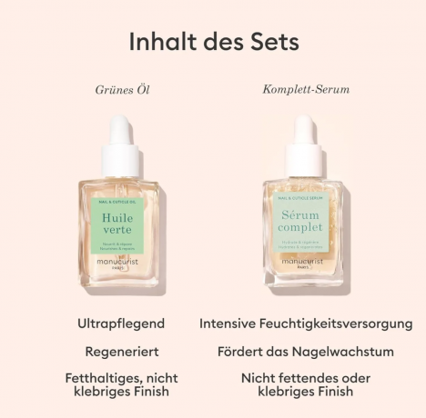 Manucurist SET Huile verte + Serum komplet, Набор средств для маникюра  2 средства: масло для кутикулы 15 мл и сыворотка для ногтей 15 мл, питание и восстановление ногтей