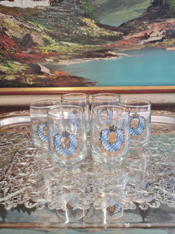 Набор стеклянных рюмок винтажных, 7шт x 4,5 см, Германия, 1960-70гг.
