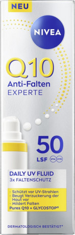 NIVEA Q10 Anti-Falten Experte Daily UV Fluid LSF 50, 40 ml, Нивеа Дневной UV-флюид для лица, SPF 50, Q10, защита от фотостарения, против морщин, 40 мл