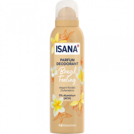 ISANA Parfum Deodorant Brazil Feeling 150ml, Изана Парфюмированный дезодорант-спрей, франжипани и жасмин, 48ч защита, 150 мл