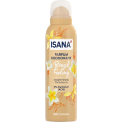 ISANA Parfum Deodorant Brazil Feeling 150ml, Изана Парфюмированный дезодорант-спрей, франжипани и жасмин, 48ч защита, 150 мл