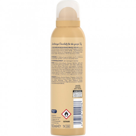 ISANA Parfum Deodorant Brazil Feeling 150ml, Изана Парфюмированный дезодорант-спрей, франжипани и жасмин, 48ч защита, 150 мл