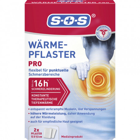 SOS Warmepflaster PRO, 2 Stuck, SOS Согревающий пластырь PRO, при болях в мышцах и суставах, 2 шт.