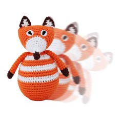 SindiBaba® Baby-Stehaufmannchen Fuchs FRED gehakelt mit Glockchen Детская стоячая игрушка лиса ФРЕД связана крючком с колокольчиком