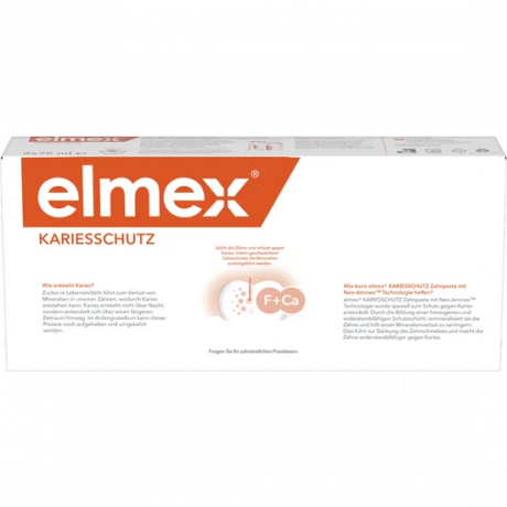 elmex Kariesschutz Zahnpasta Doppelpack, Зубная паста Kariesschutz для защиты от кариеса и реминерализации эмали, 2 × 75 мл
