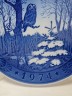 Royal Copenhagen Denmark Декоративная тарелка с подглазурной ручной росписью "Зимний вечер", 18,5см, Дания, 1974 г.