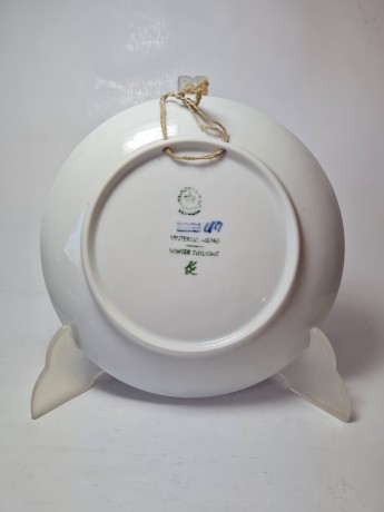 Royal Copenhagen Denmark Декоративная тарелка с подглазурной ручной росписью "Зимний вечер", 18,5см, Дания, 1974 г.