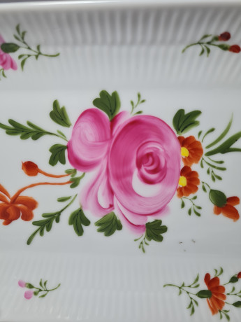 AW Ostfriesische Rose Прямоугольное сервировочное блюдо "Цветы", ручная роспись, 28,5 x 16 x 2,5см, Германия, 1960-70гг.