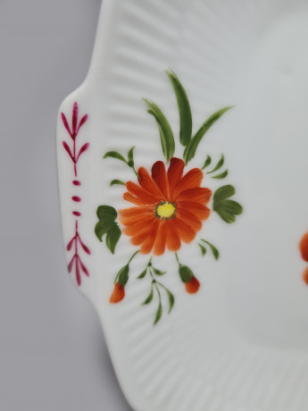 AW Ostfriesische Rose Прямоугольное сервировочное блюдо "Цветы", ручная роспись, 28,5 x 16 x 2,5см, Германия, 1960-70гг.