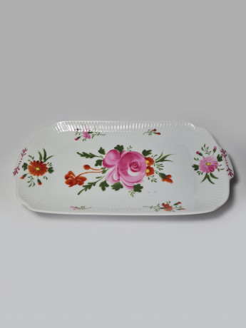 AW Ostfriesische Rose Прямоугольное сервировочное блюдо "Цветы", ручная роспись, 28,5 x 16 x 2,5см, Германия, 1960-70гг.