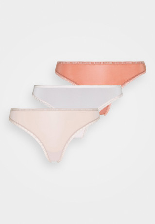 Tommy Hilfiger THONG 3 PACK Thong mineralize/balanced beige/pale pink НАБОР 3 КОМПЛЕКТА ТРЕНАЖЕЙ Стринги минерализованный/сбалансированный бежевый/бледно-розовый