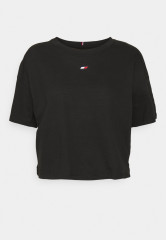 Tommy Hilfiger ESSENTIALS RELAXED CROPPED TEE Sports T-shirt black УКОРОЧЕННАЯ ФУТБОЛКА ESSENTIALS RELAXED Спортивная футболка черный