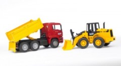 Bruder BRUDER 02752 MAN TGA Kipper und Gelenkradlader BRUDER 02752 MAN TGA самосвал и колесный погрузчик с шарнирно-сочлененной рамой