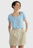 Tommy Hilfiger SCOOP NECK ROLLED SLEEVE Basic T-shirt vessel blue РУКАВ С ВЫСОКИМ ВЫРЕЗОМ Базовая футболка сосуд синий