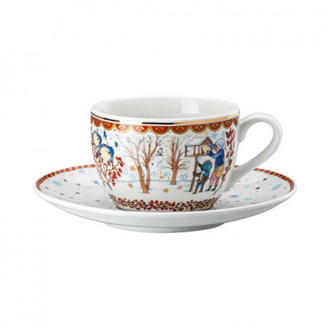 Hutschenreuther Hutschenreuther Jahresartikel Weihnachten 2021 Cappuccinotasse 0,22 L mit Untertasse 16 cm 'Weihnachtsgaben' 2-tlg. Ежегодная статья Hutschenreuther Рождество 2021 чашка для капучино 0,22 л с блюдцем 16 см "Рождественские подарки" 2 шт.