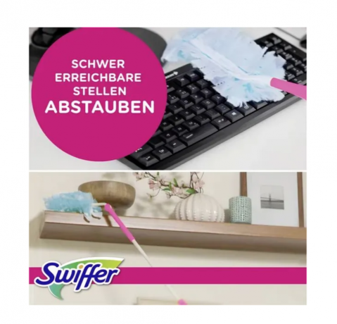 Swiffer Staubmagnet Nachfullpackung Pink 18st, Cменные салфетки-насадки для щетки Swiffer, захват пыли, шерсти и волос без разводов, 18шт