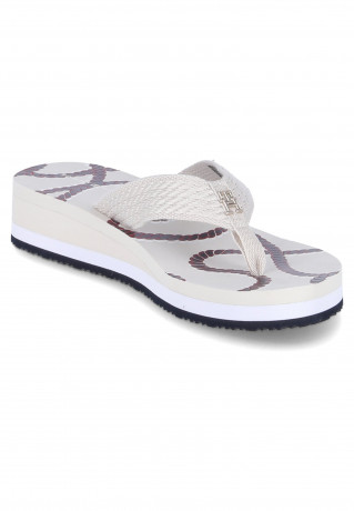 Tommy Hilfiger ROPE M WEDGE T-bar sandals weiss ROPE M WEDGE Сандалии с Т-образной перемычкой белый
