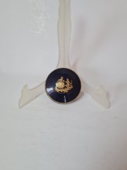 LIMOGES CASTEL Шкатулка темно-синяя с позолотой 22K &quot;Признание в любви&quot;, 4см х 8 см, Франция, 1950-60гг.