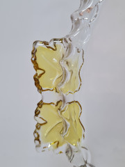 Блюдо винтажное стеклянное с желтыми виноградными листьями, 33 x 2,5 см, Германия, 1960-70гг.