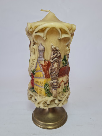 Свеча винтажная фактурная с декором "г. Мюнхен", 22 x 9 см, Германия, 1960-70гг.