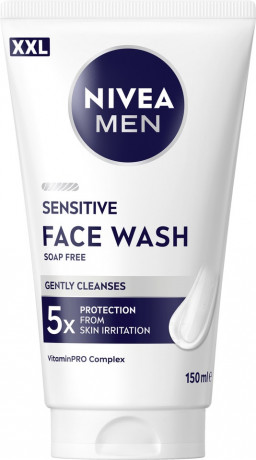 NIVEA MEN Sensitive Face Wash XXL, 150 ml, Нивеа Мужской гель для умывания пантенол, витамин E, экстракт ромашки для чувствительной кожи 150 мл